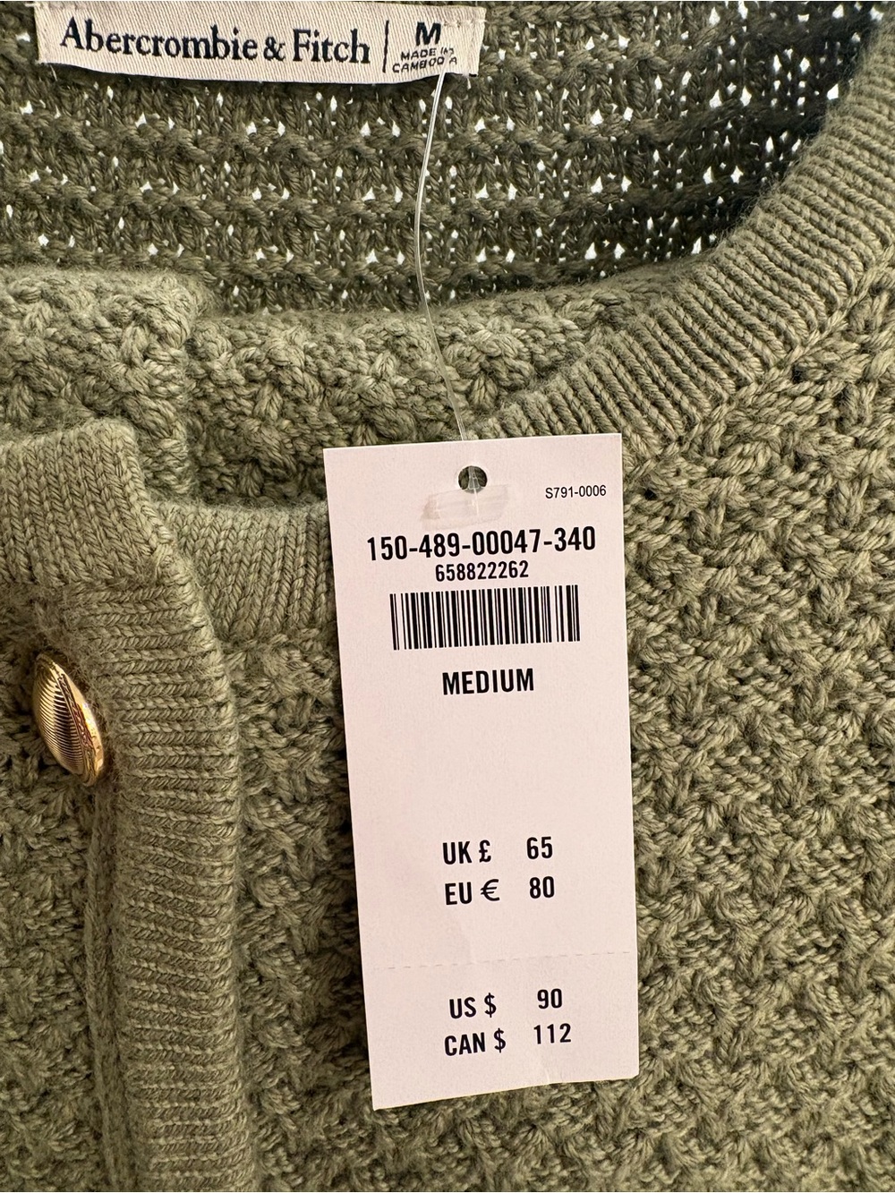 Abercrombie Textural Crew Sweater Jacket  - M - Picture 4 of 5
